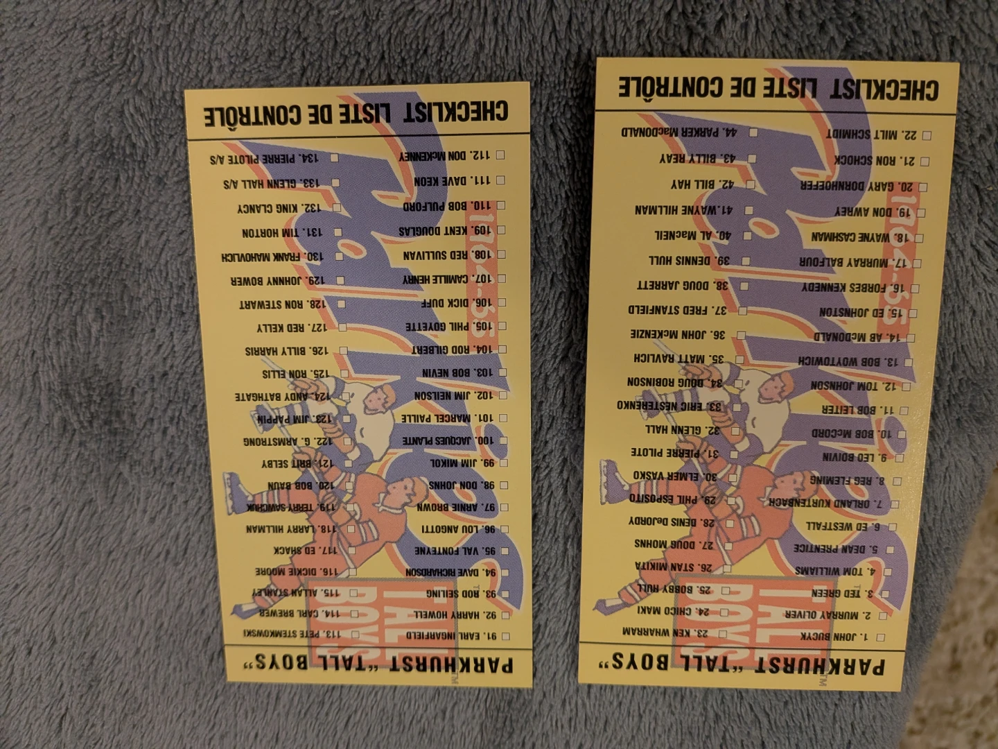 Vintage Parkhurst "Tall Boys" Hockey Cards c