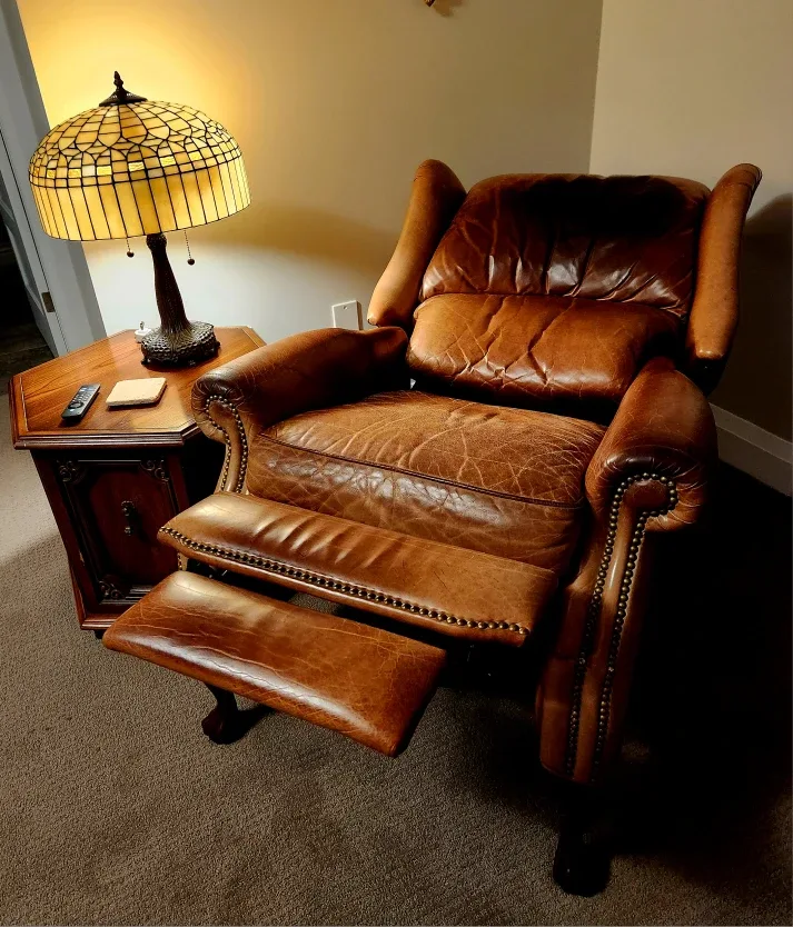 Leather Wingback Armchair - Brown