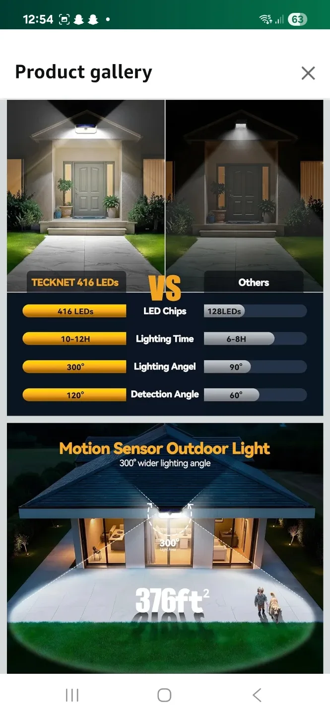 New 2 TECKNET 4200Lm Solar Lights Outdoor image indicator(4)