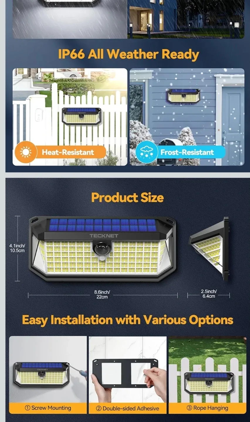 New 2 TECKNET 4200Lm Solar Lights Outdoor image indicator(7)
