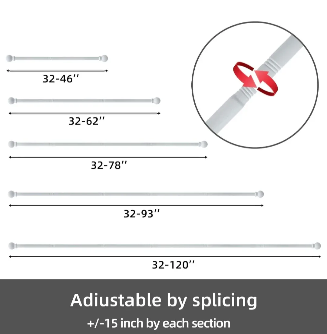Curtain Rods Adjustable Heavy Duty 32-120", 5/8" Diameter image indicator(2)