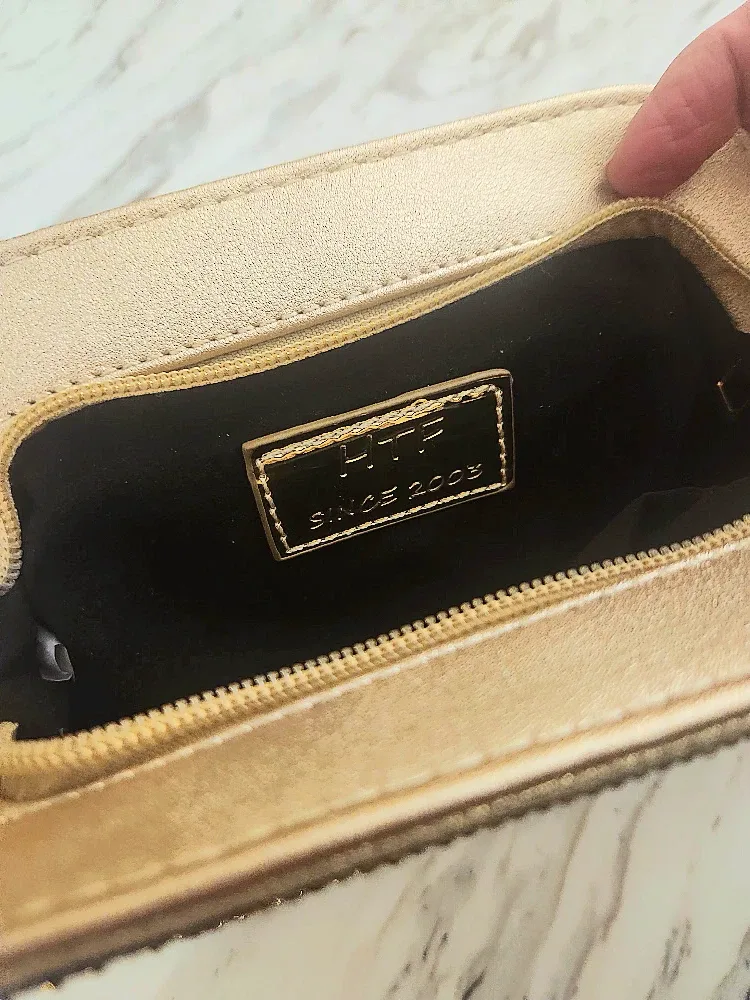 Brand New HTP Gold Beaded Clutch purse or handbag image indicator(4)