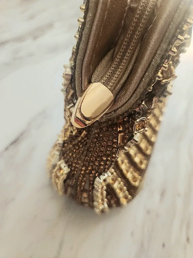 Brand New HTP Gold Beaded Clutch purse or handbag image indicator(5)