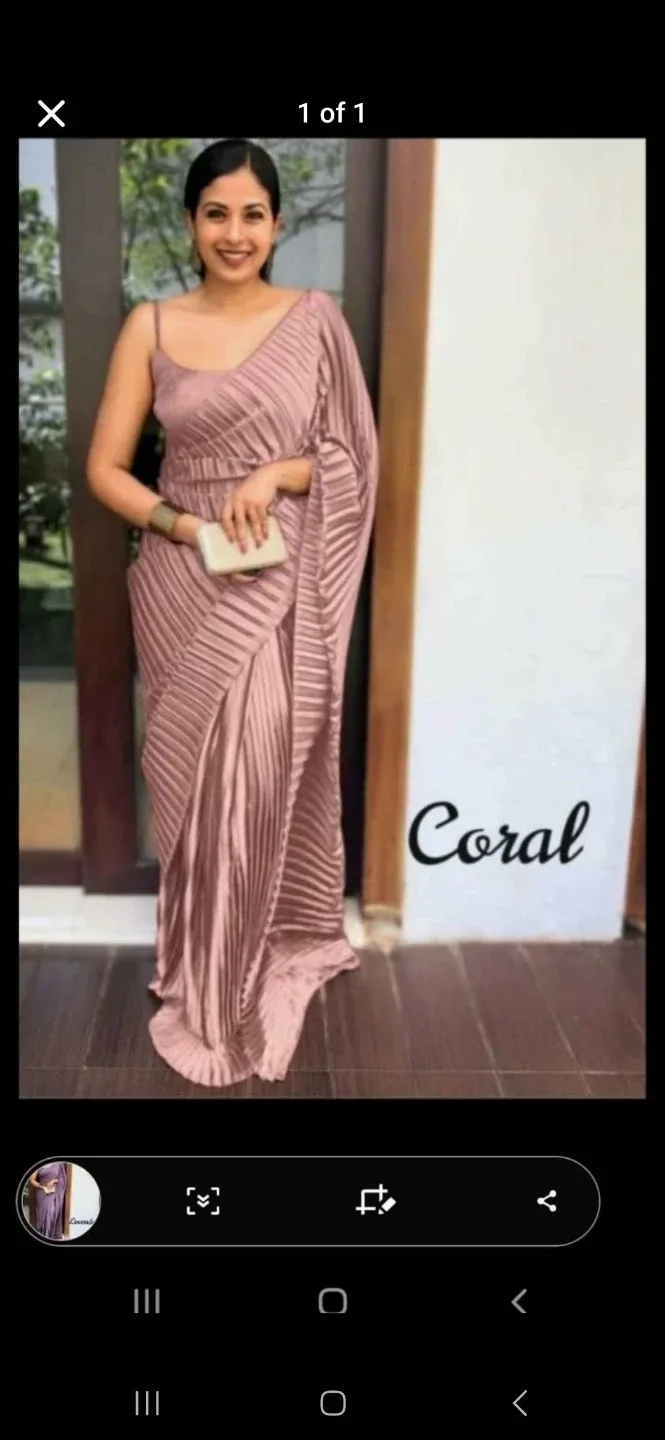 Coral Saree satin./ for  pickup thumbnail