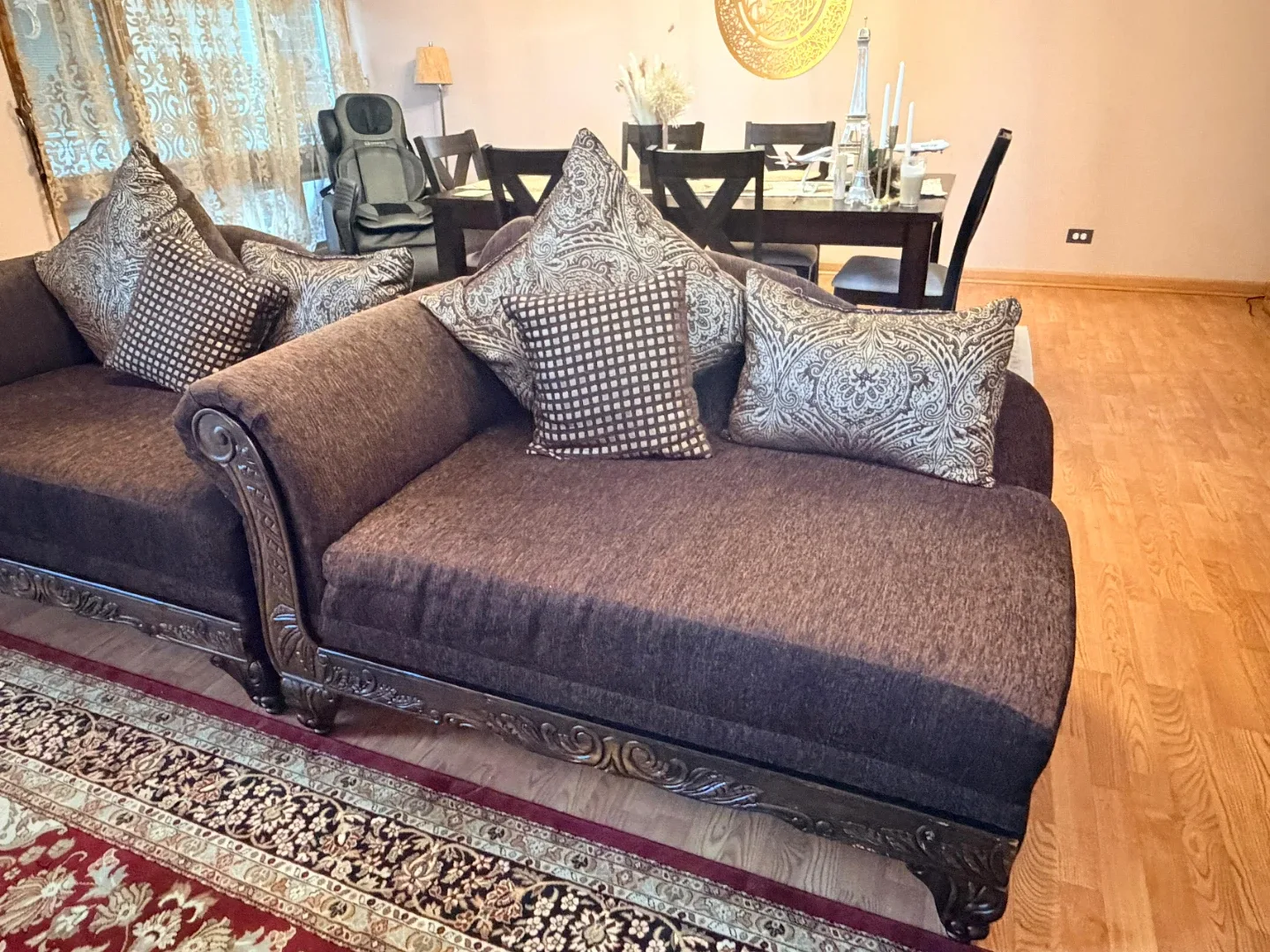Brown Fabric Sofa Set image indicator(6)