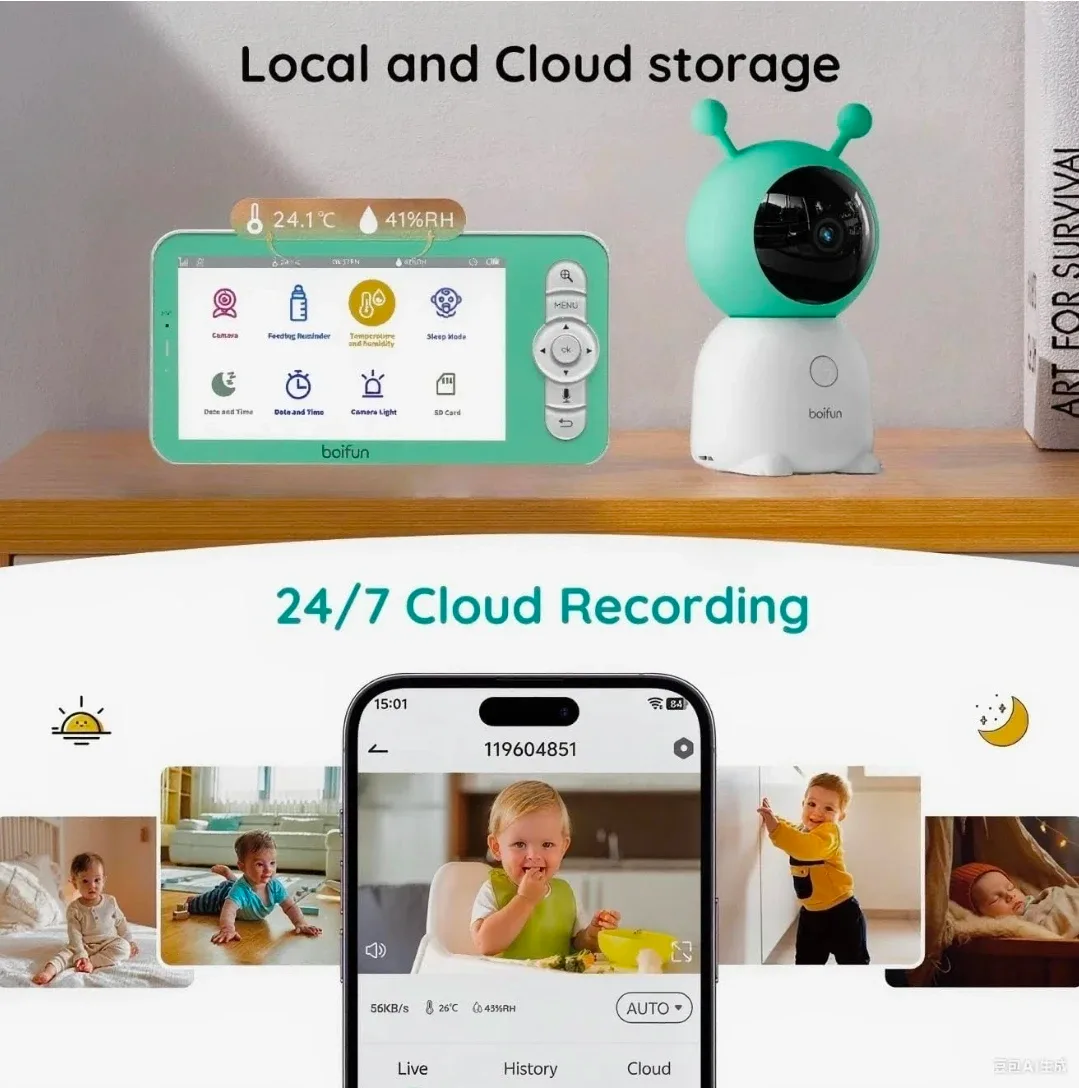 Boifun Baby Monitor with 5" LCD Screen image indicator(7)