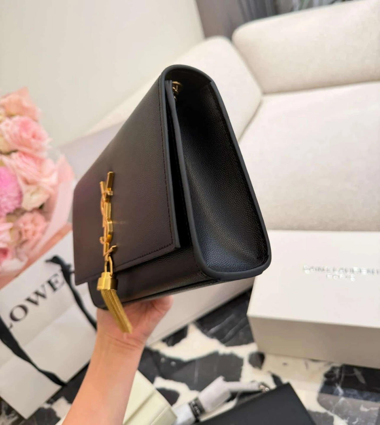 Saint Laurent Cassandre Chain Wallet - Black - photo 2