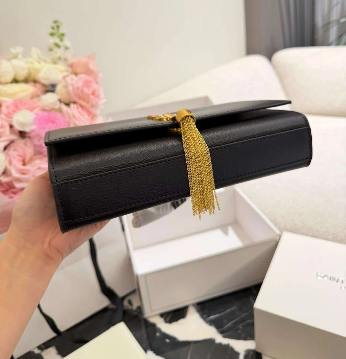 Saint Laurent Cassandre Chain Wallet - Black - photo 4