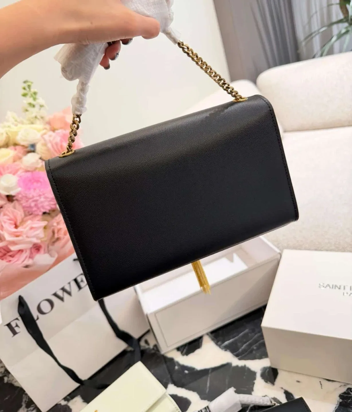 Saint Laurent Cassandre Chain Wallet - Black image indicator(5)