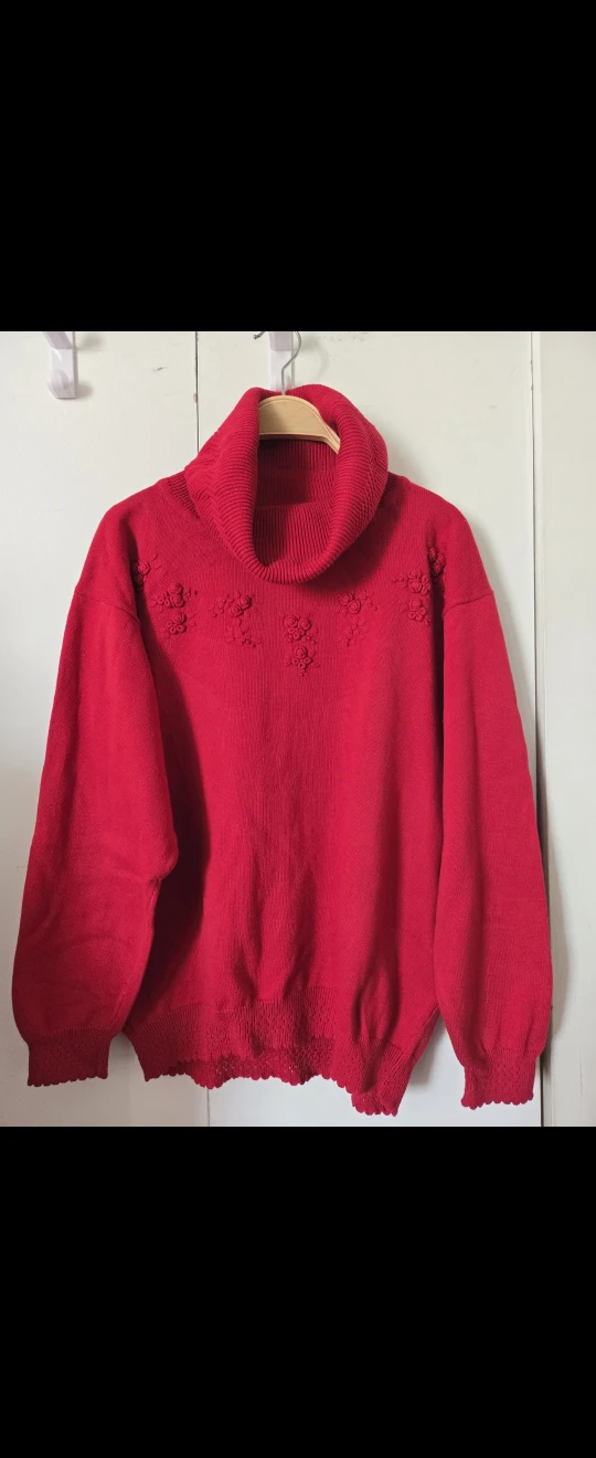 Vintage Red Cotton Knit Sweater