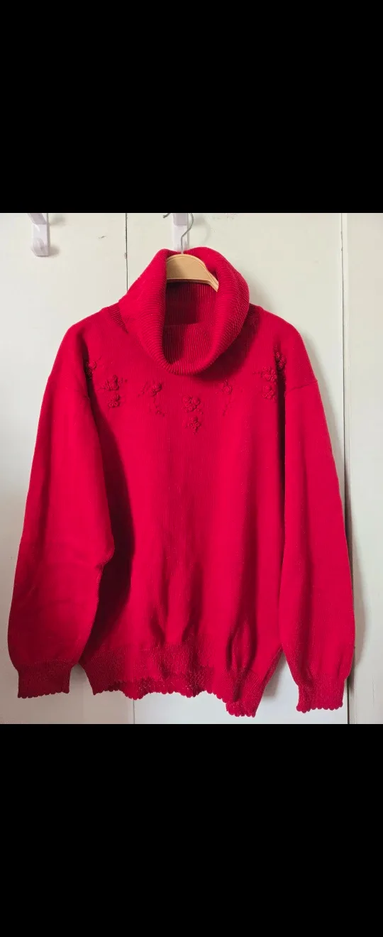 Vintage Red Cotton Knit Sweater