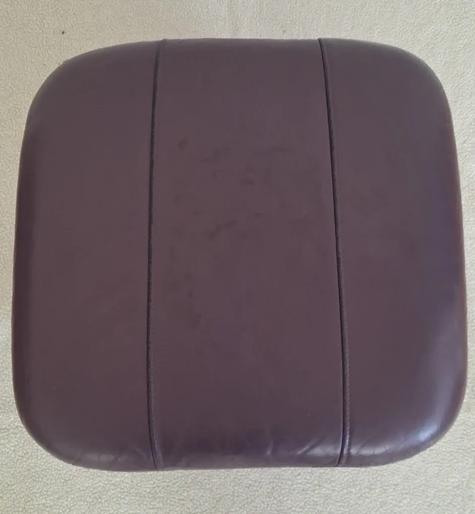 Leather Ottoman Footstool - Purple & Black image indicator(2)