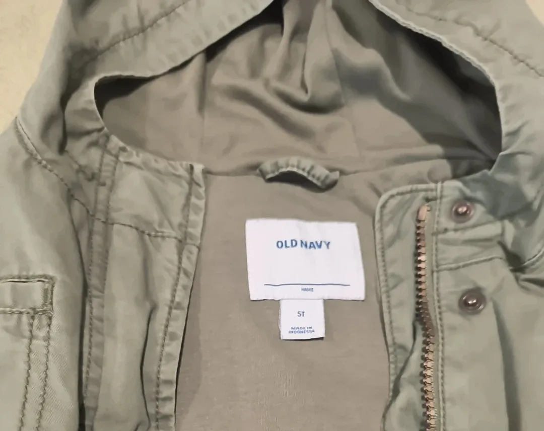 Old Navy 5T Olive Green Hooded Jacket image indicator(2)