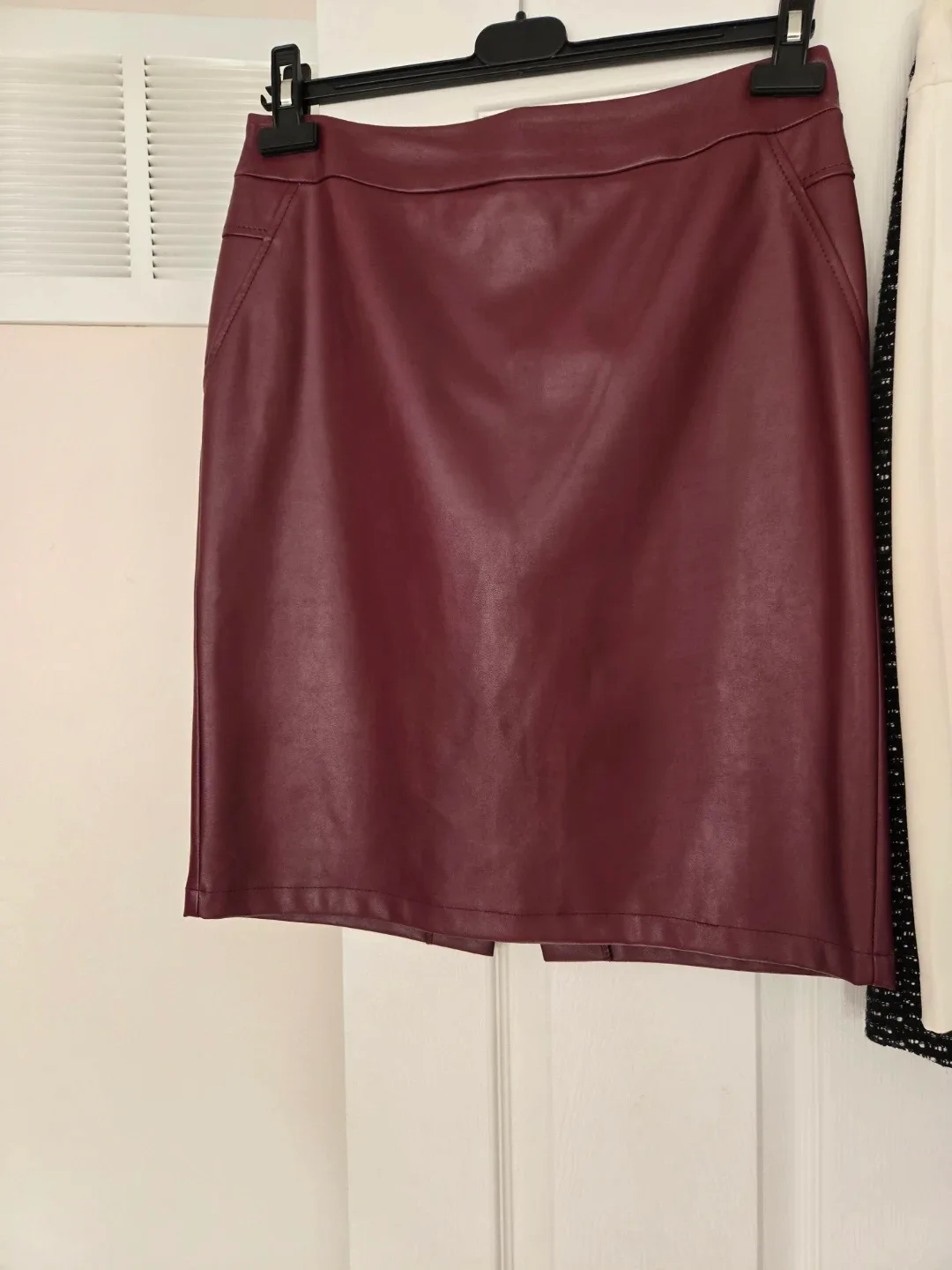 Burgundy Faux Leather Skirt