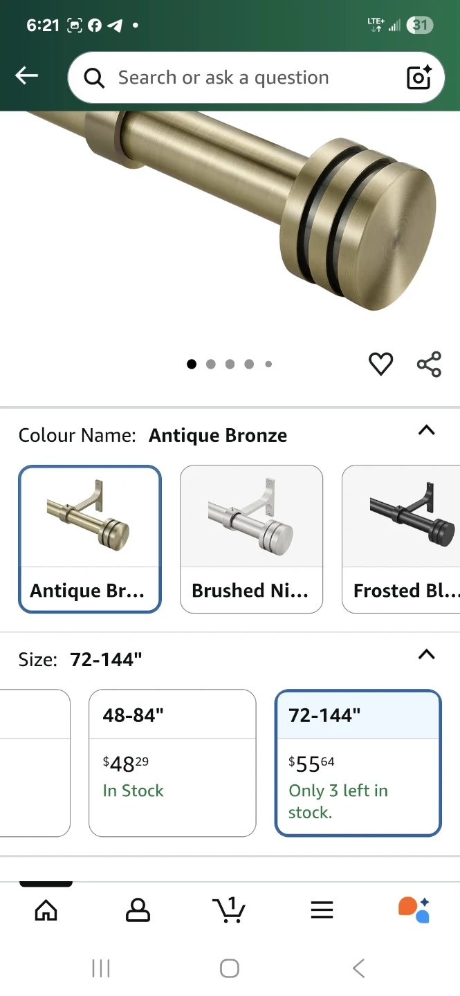 Antique Bronze Curtain Rod 72-144" - photo 4
