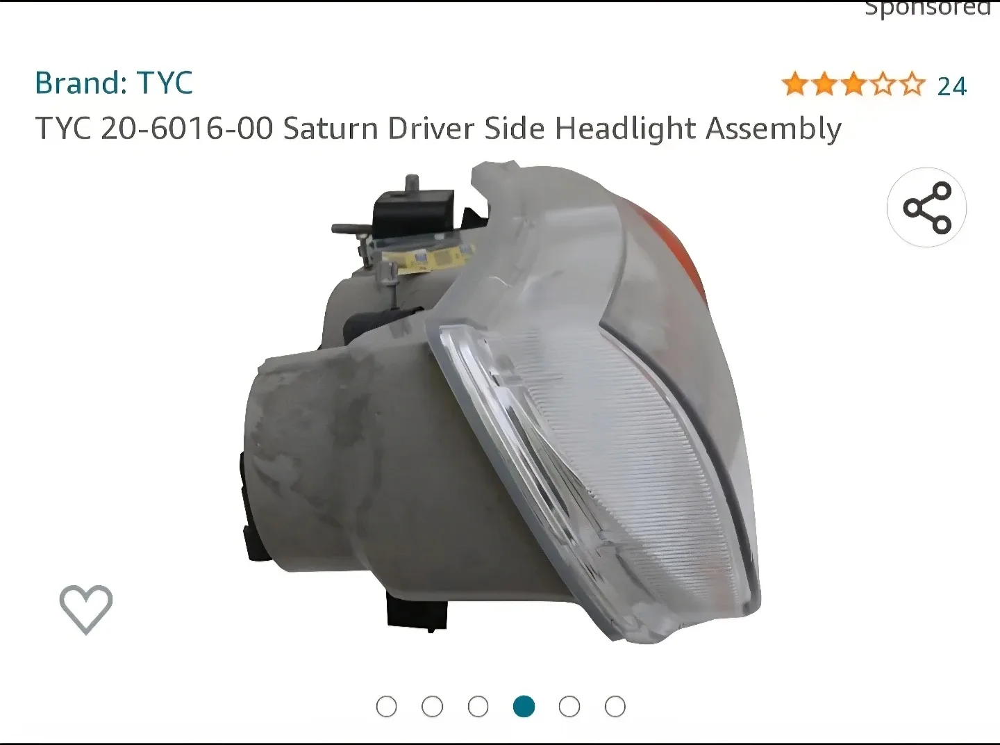 TYC 20-6016-00-1N Saturn Driver Side Headlight Assembly image indicator(4)