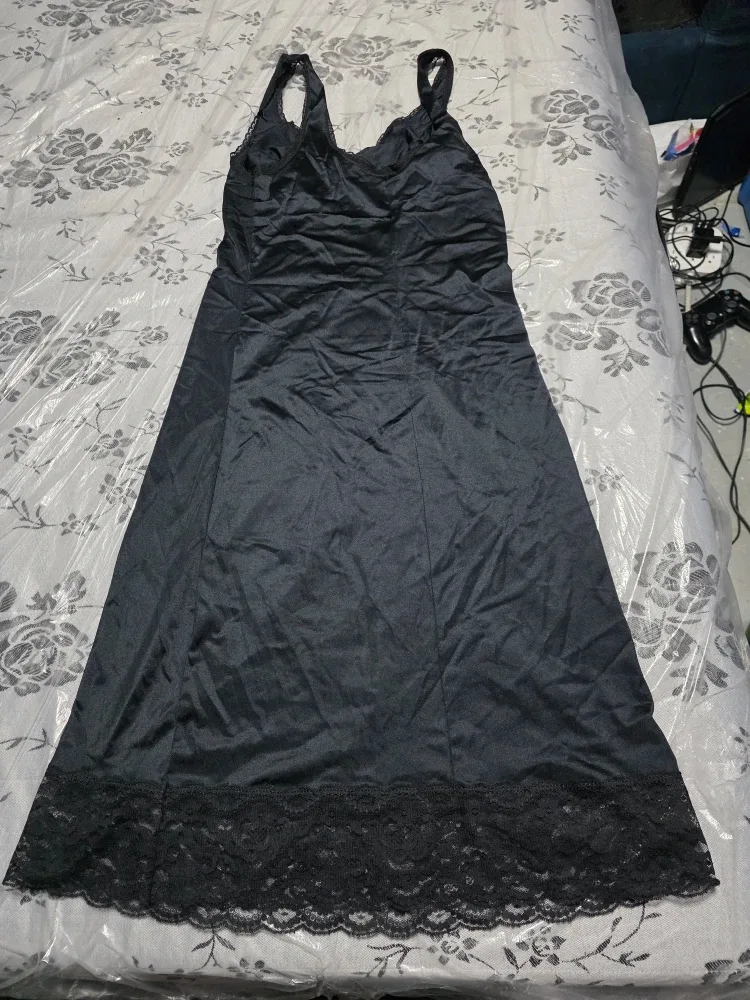 Black Lace Trim Slip Dress