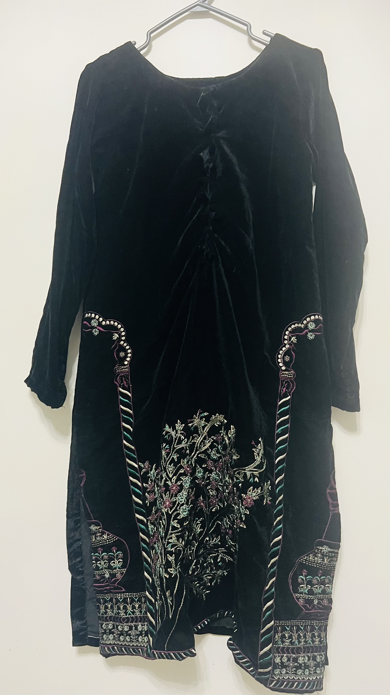 Black Velvet Embroidered Kurti