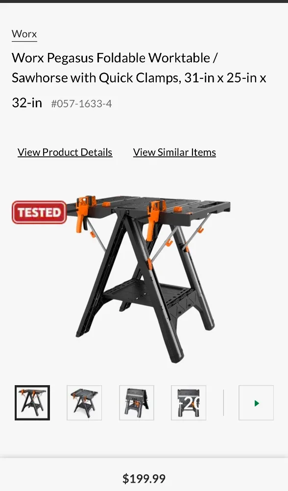 Foldable Worktable/ Sawhorse with Quick Clamps (New)