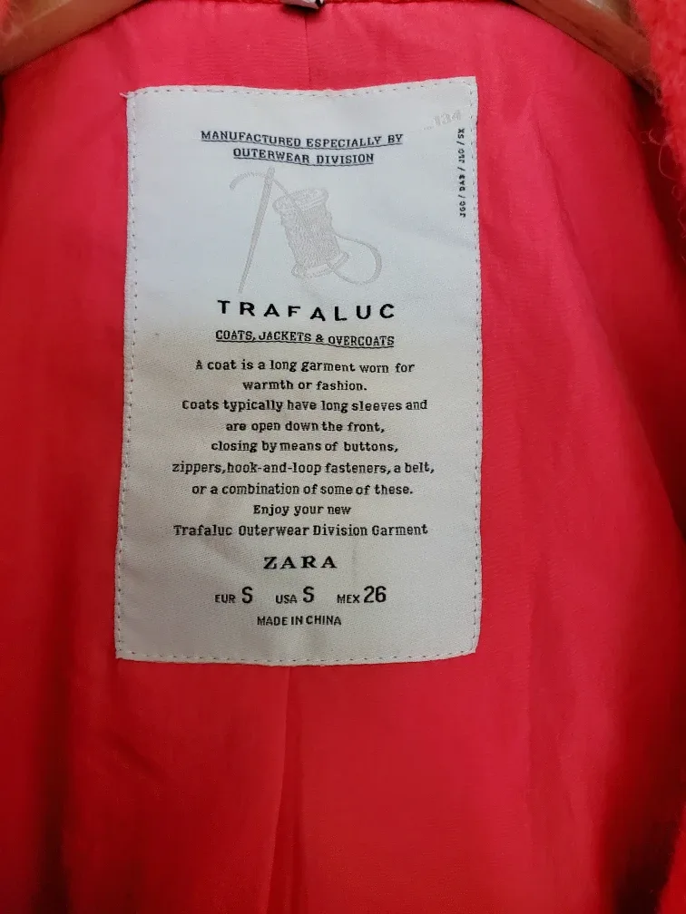 Zara Trafaluc Red Coat - Size S image indicator(5)