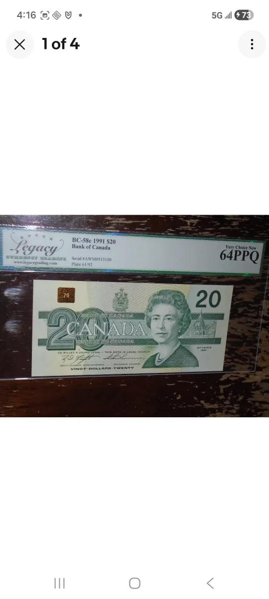 1991 Bank of Canada $20 Bill, Knight-Thiessen, AWM PREFIX