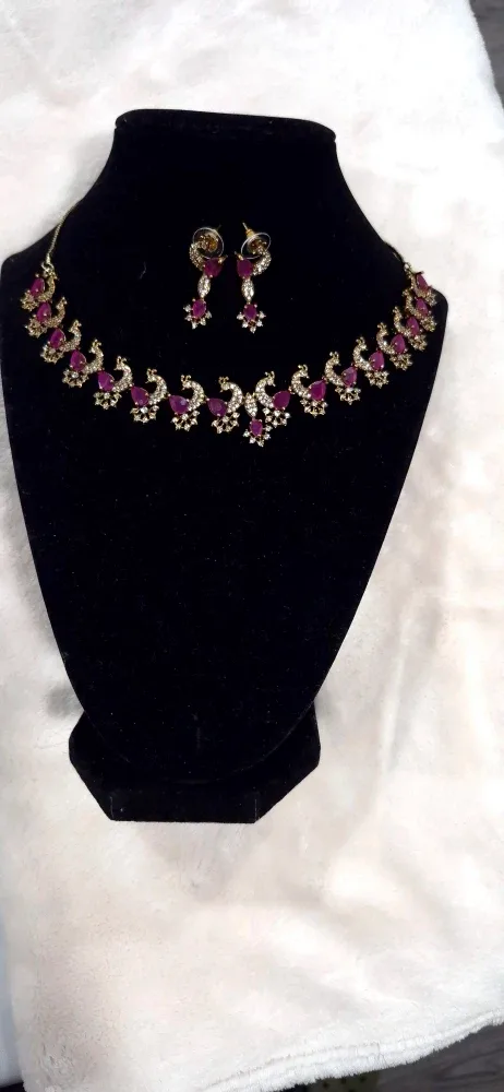 Peacock Ruby Necklace Set ✨