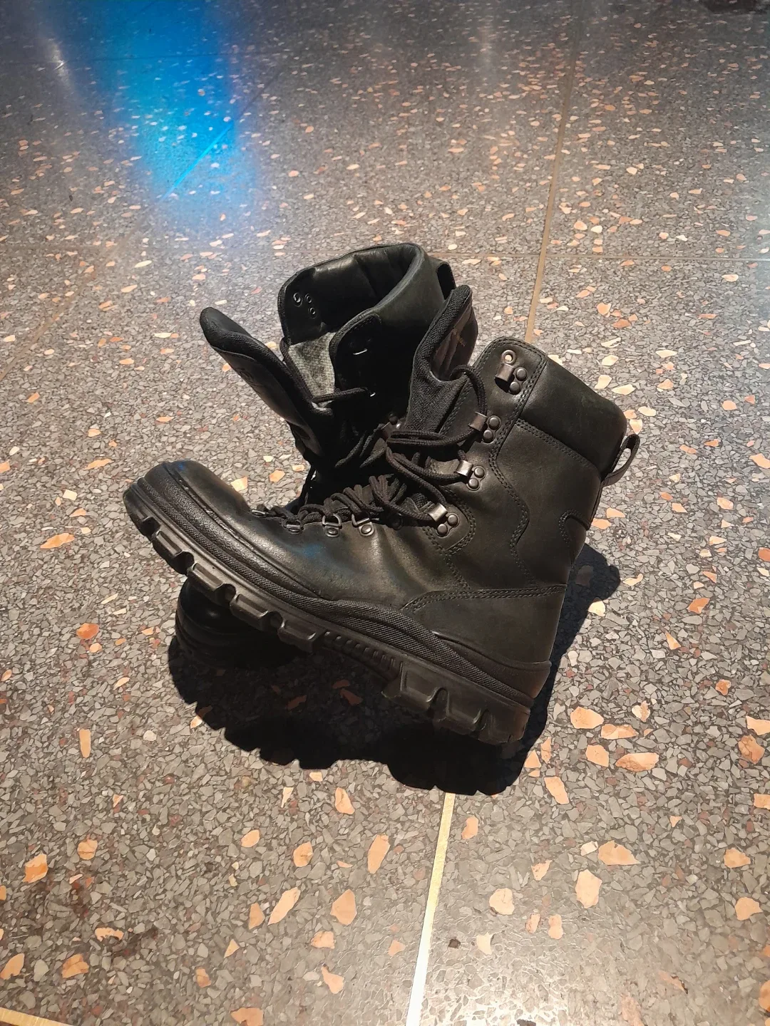 Black Leather Tactical Winter Boots Original Ecco Size 8