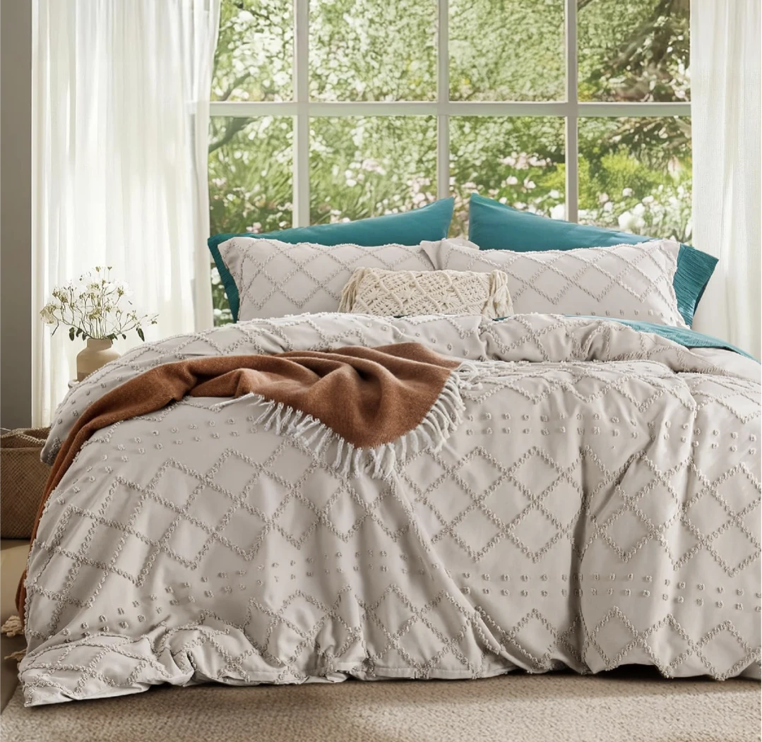 Tufted Queen Duvet Cover Set - Sand colour - photo 2