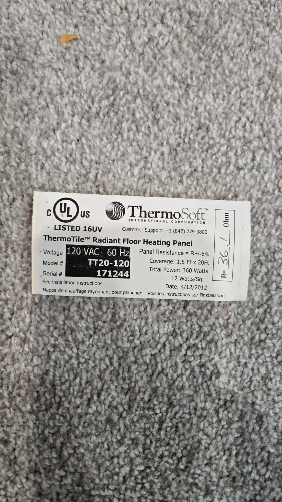 ThermoSoft Radiant Floor Heating Panel TT20-120