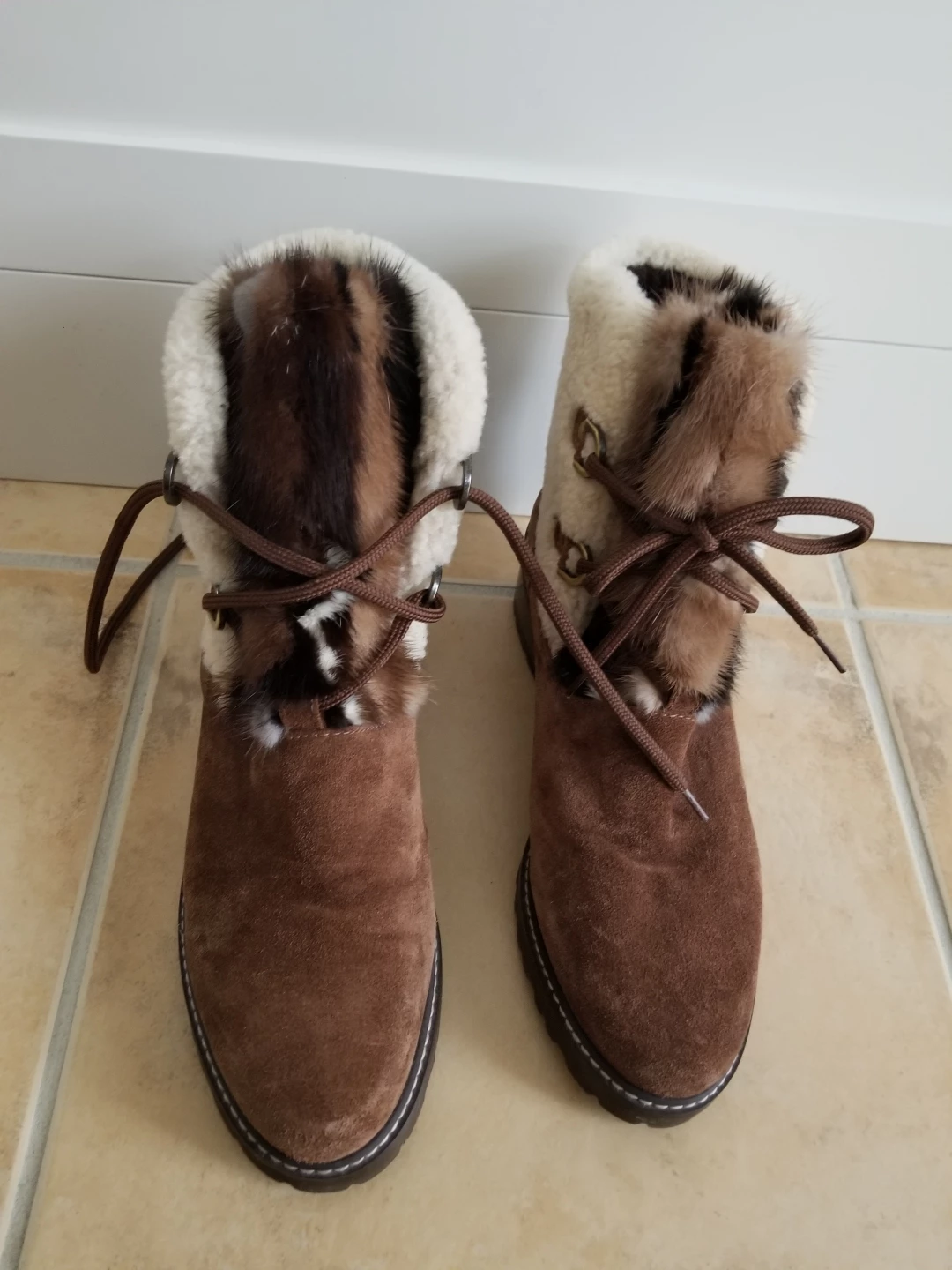 Brown Suede & Shearling Ankle Boots - photo 2