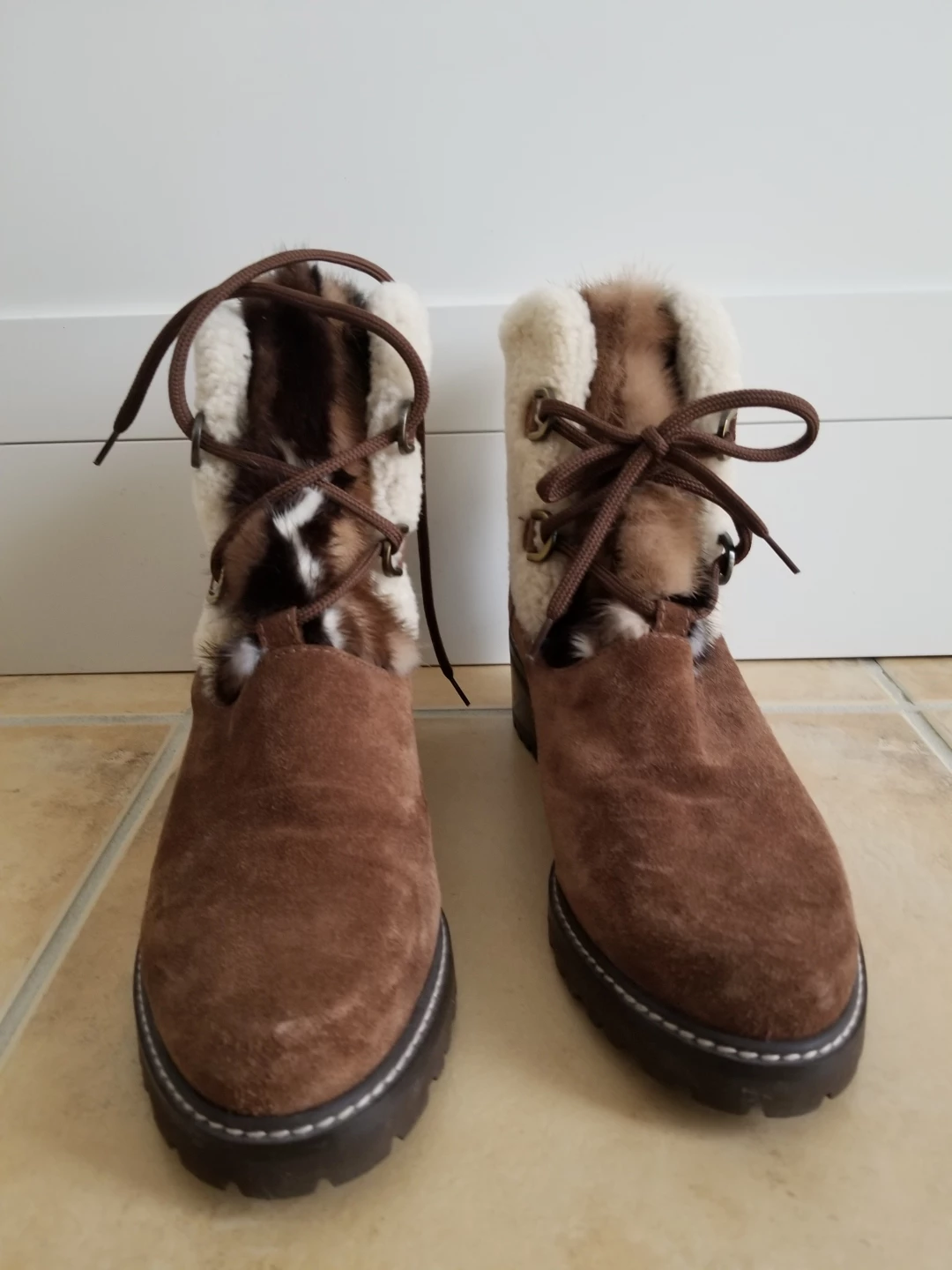 Brown Suede & Shearling Ankle Boots - photo 3