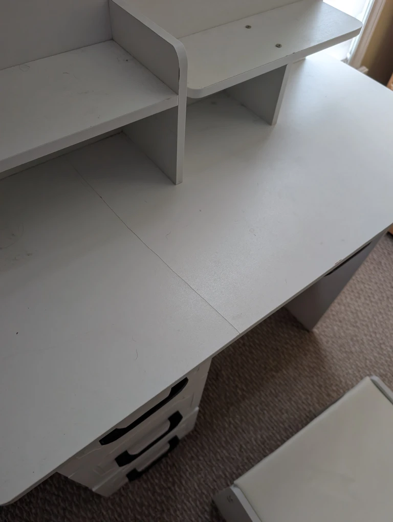 White Vanity Table with Mirror and Stool - photo 3