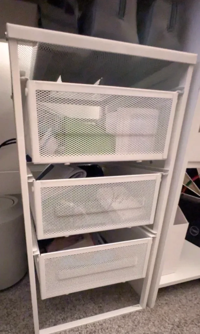 IKEA White Metal Mesh Drawer Unit
