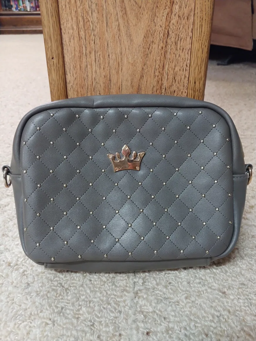 Grey Crown Design Makeup Bag/Purse