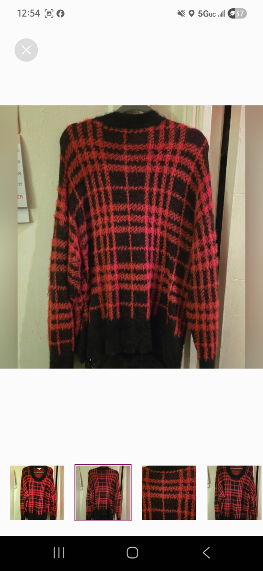 red and black plaid  women sweater XL size