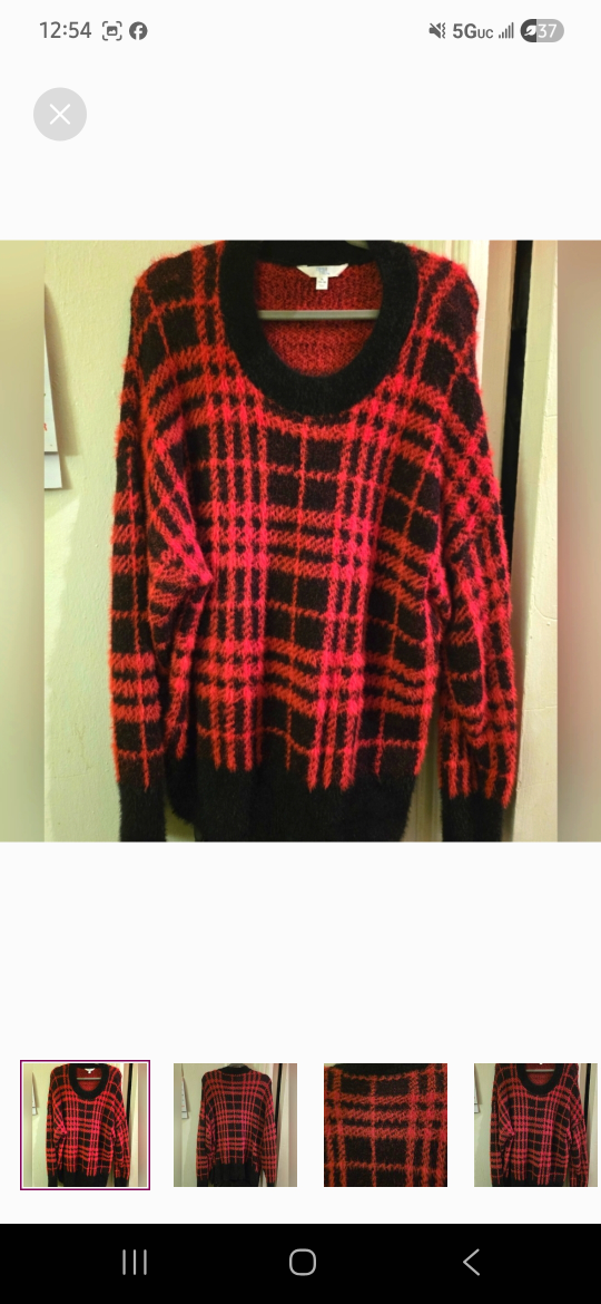 red and black plaid  women sweater XL size - photo 2