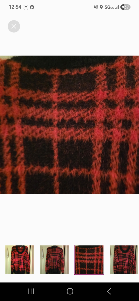 red and black plaid  women sweater XL size - photo 4