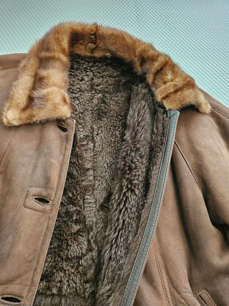 Brown Shearling jacket with Fur Trim image indicator(2)