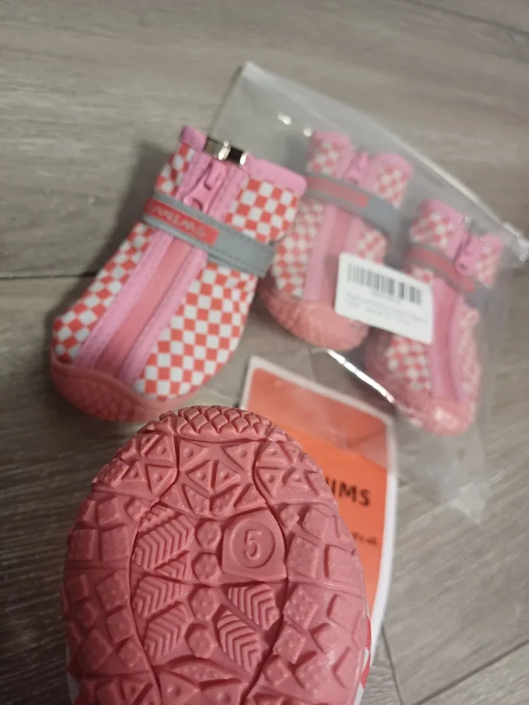 Brand New Petanims Dog Shoes - Pink & White - Size 5 image indicator(10)