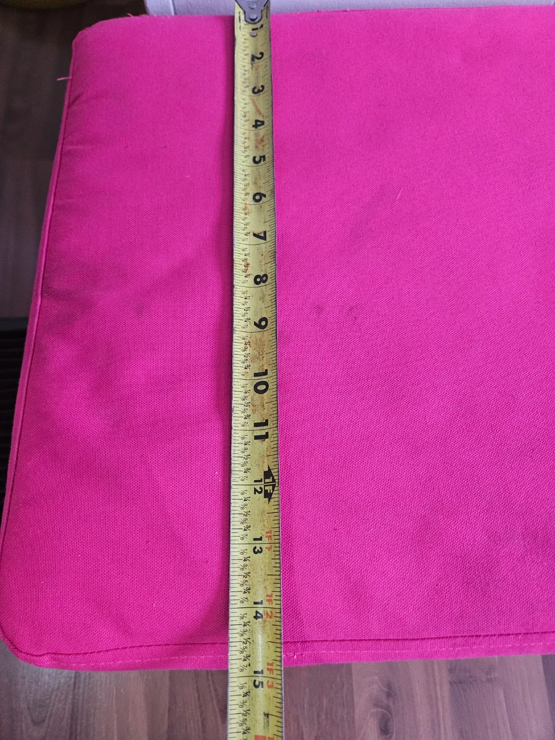 Pink Storage Ottoman 14in square. image indicator(3)