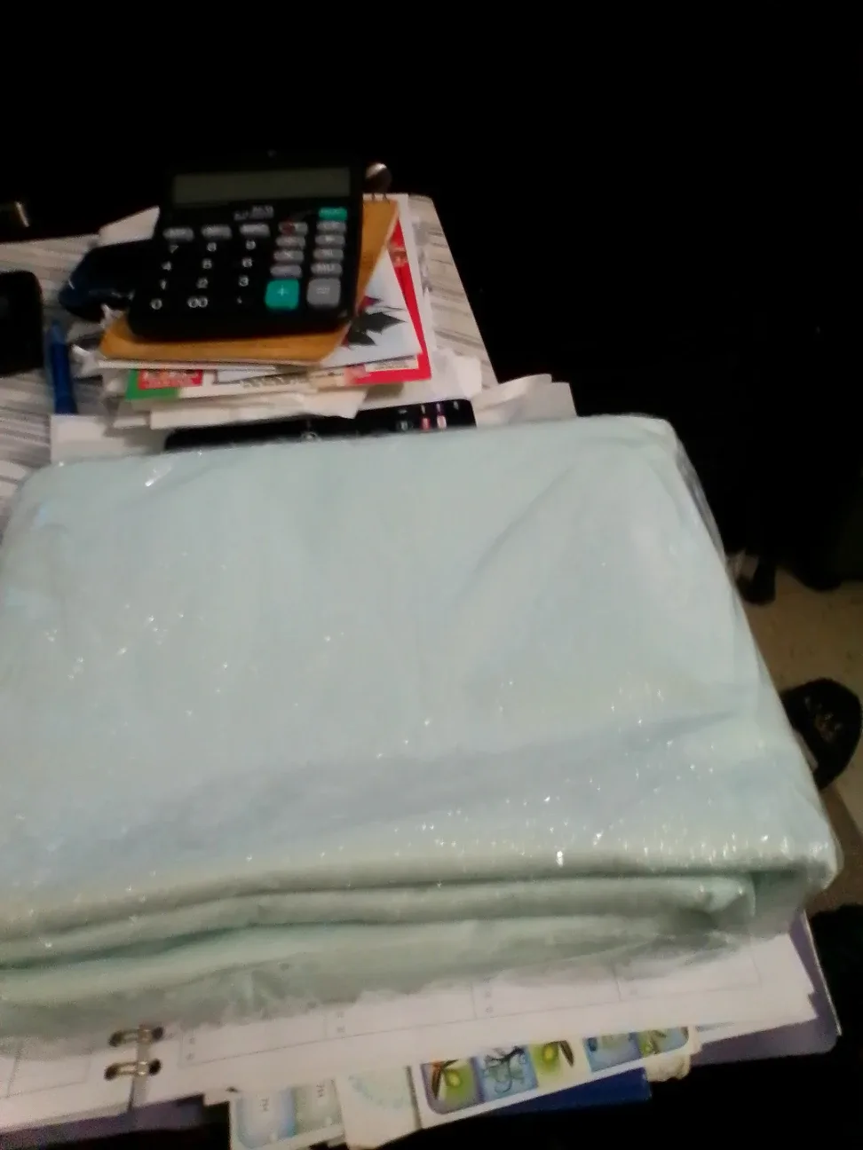 Folded light blue fabric