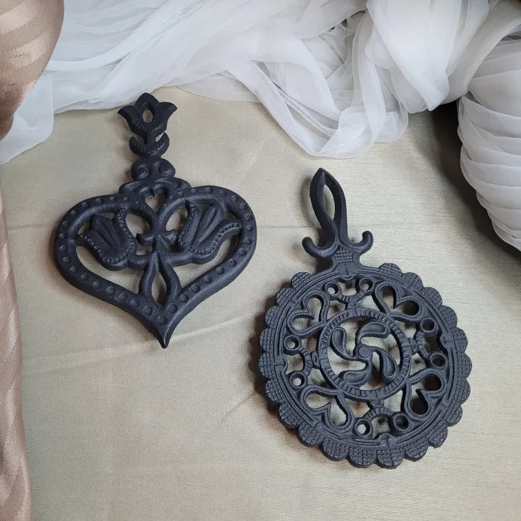 Pair of 7 1/2" x 5" Cast Iron Canada Forge Trivets Devor