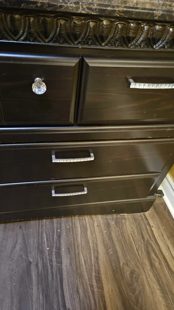 2 Dark Brown Dressers with Marble Top ( BOTH). image indicator(3)
