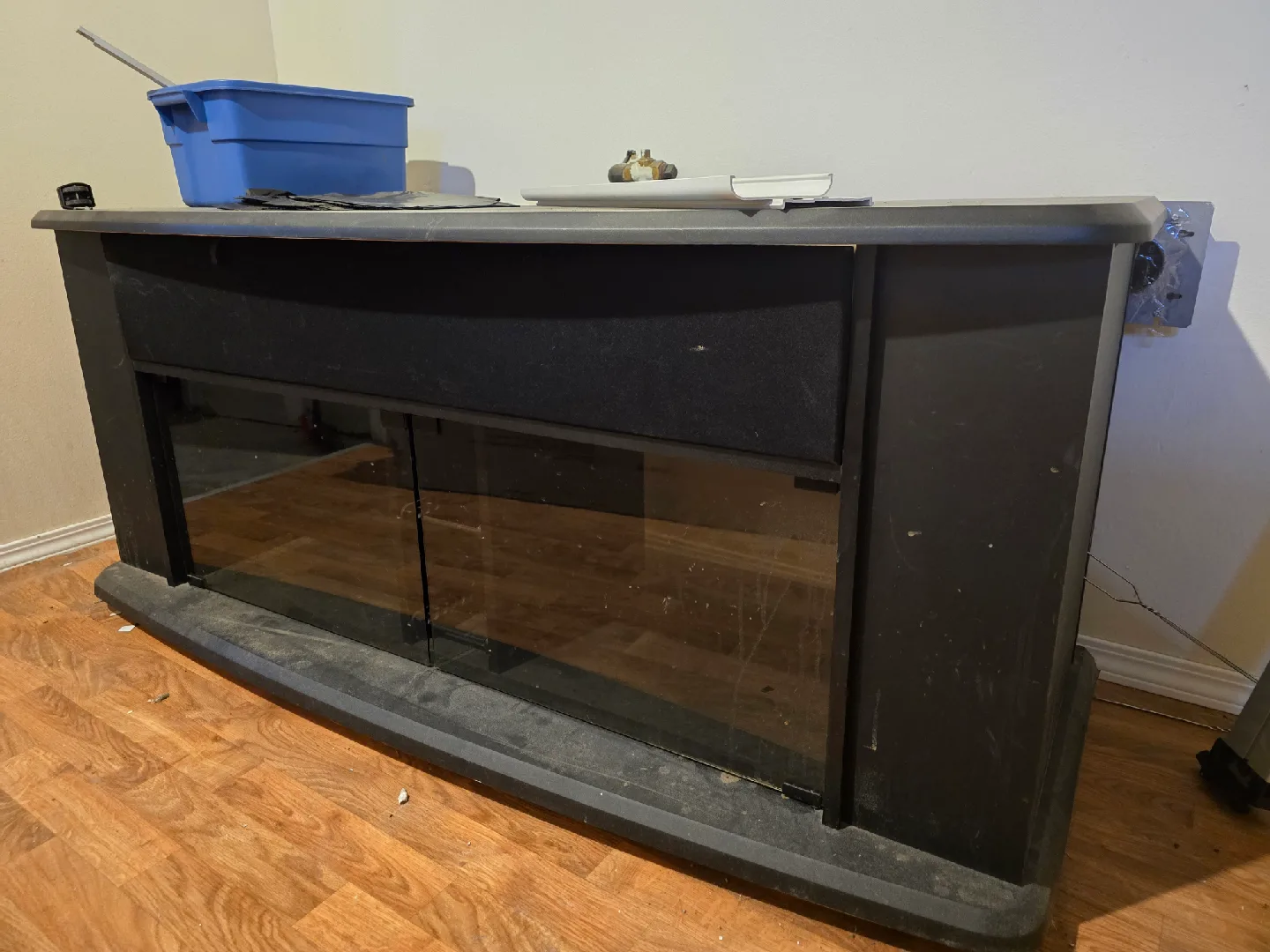 Black tv stand with Glass Doors image indicator(2)