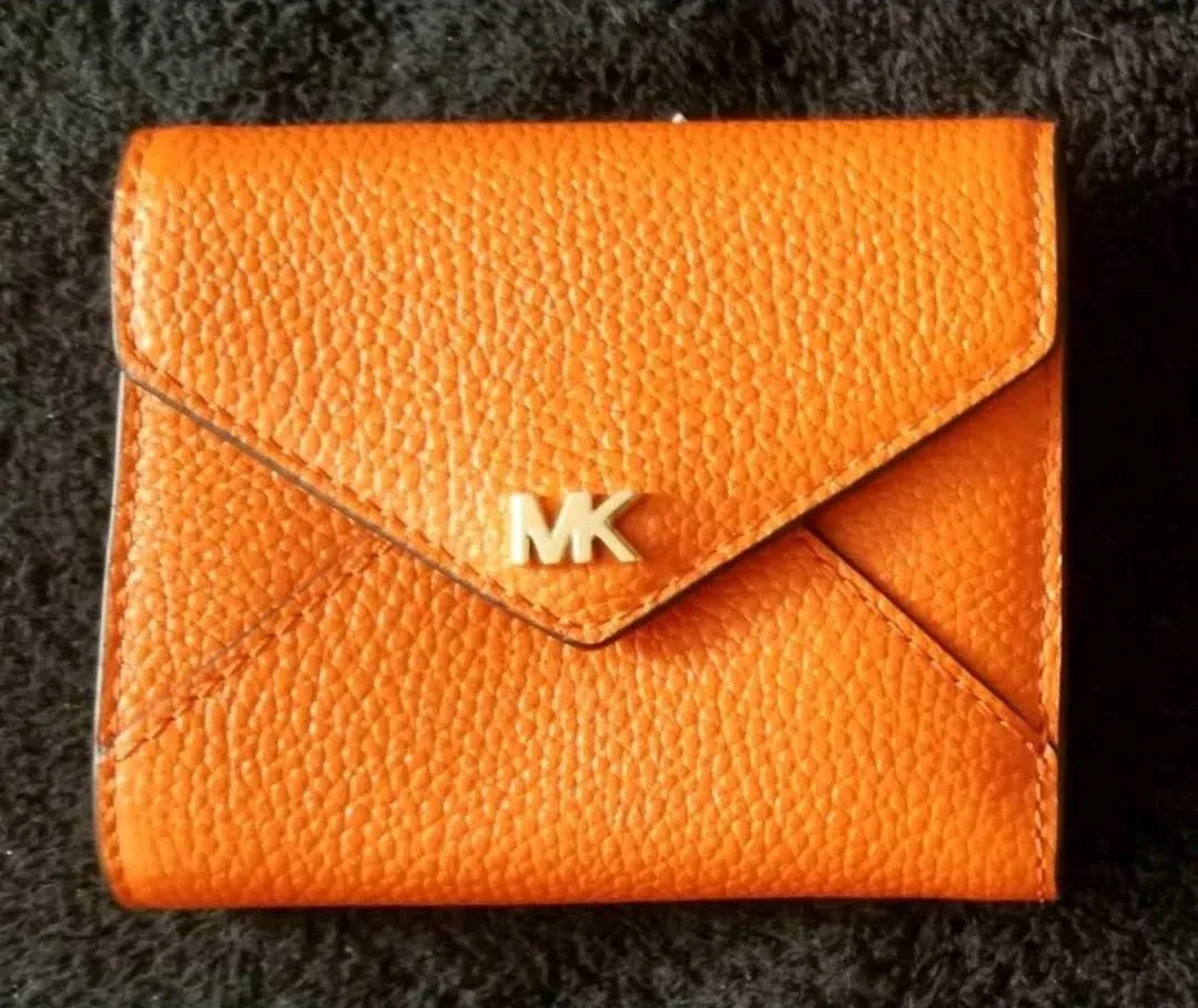 Michael Kors Small Leather Orange Tri-Fold Wallet