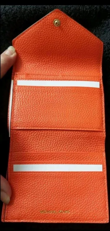 Michael Kors Small Leather Orange Tri-Fold Wallet image indicator(2)