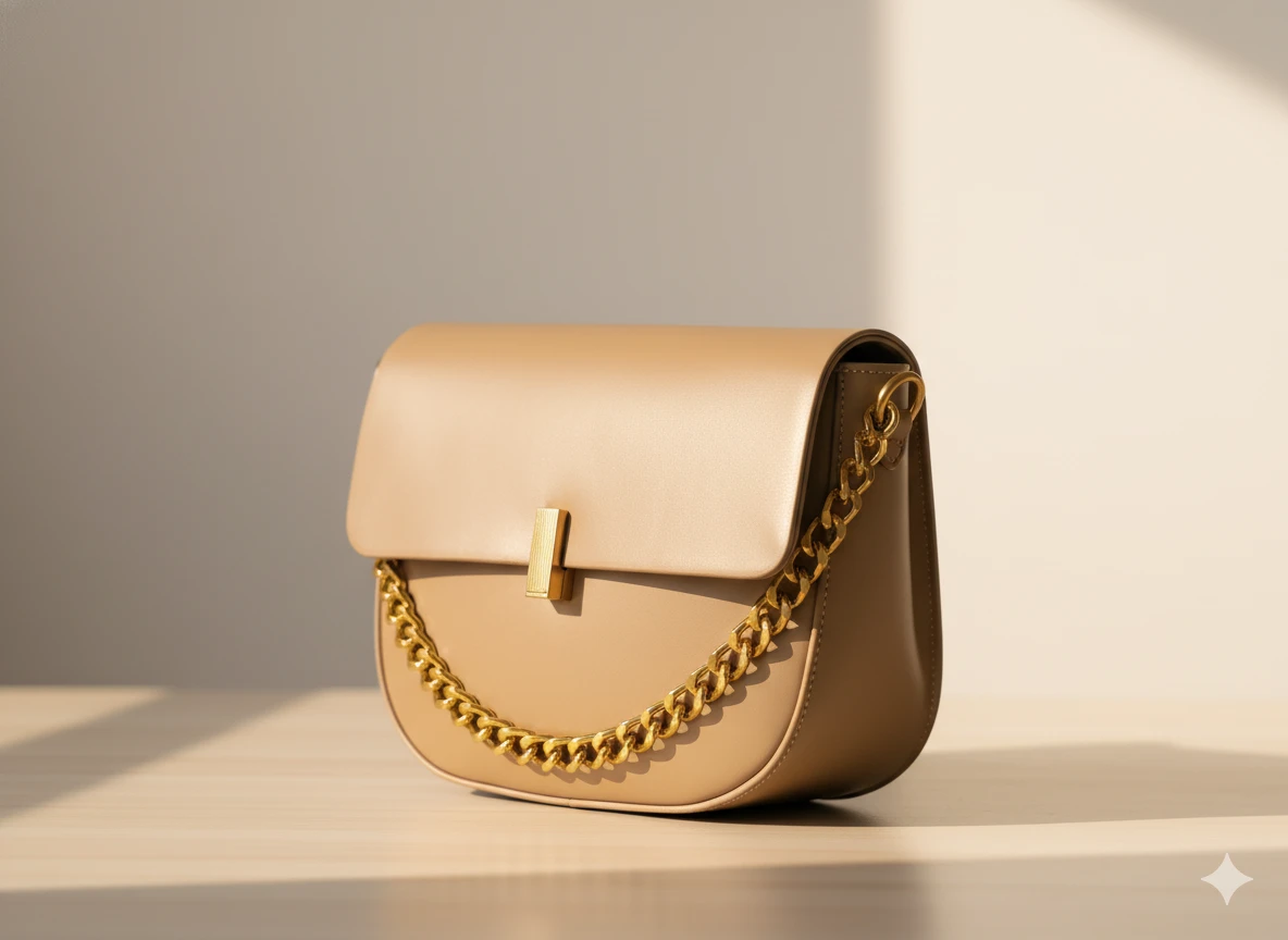 Beige Chain Shoulder Bag