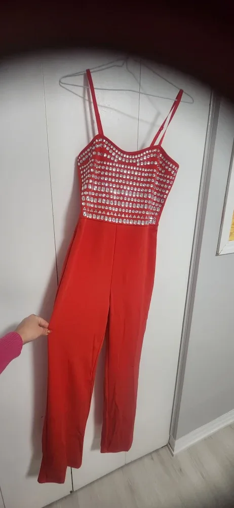 Red Embellished Jumpsuit image indicator(2)
