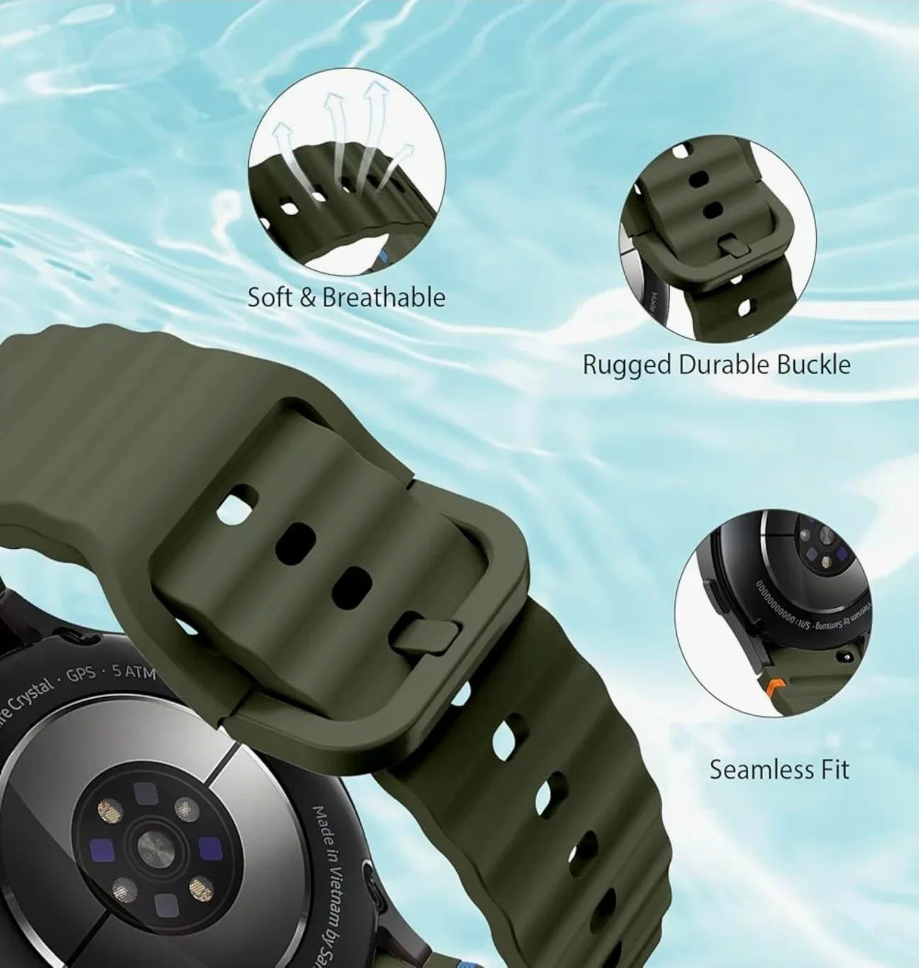 Samsung Galaxy Watch 7/FE/6/5/4 Army Olive Green Strap image indicator(2)