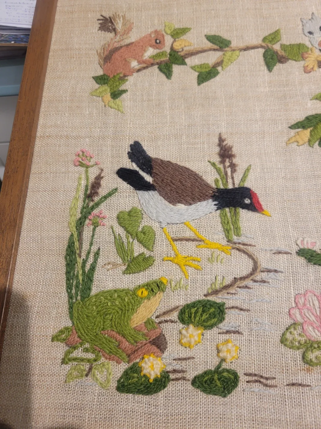 Crewel Embroidered Woodland Picture.Baby. nursery.art image indicator(6)